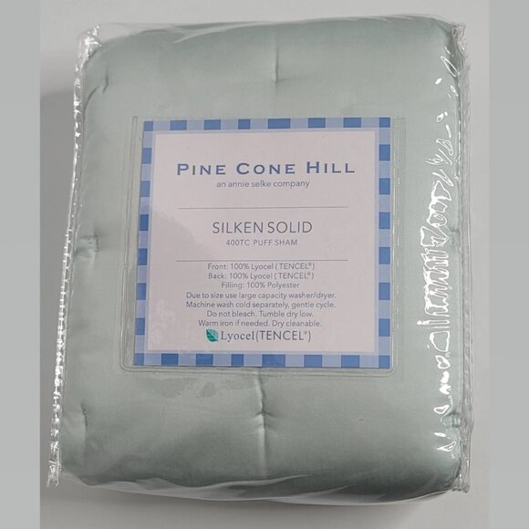 Pine Cone Hill Puff Sham Annie Selke Silken Solid 400ct NEW Lyocel King Blue - Picture 1 of 5